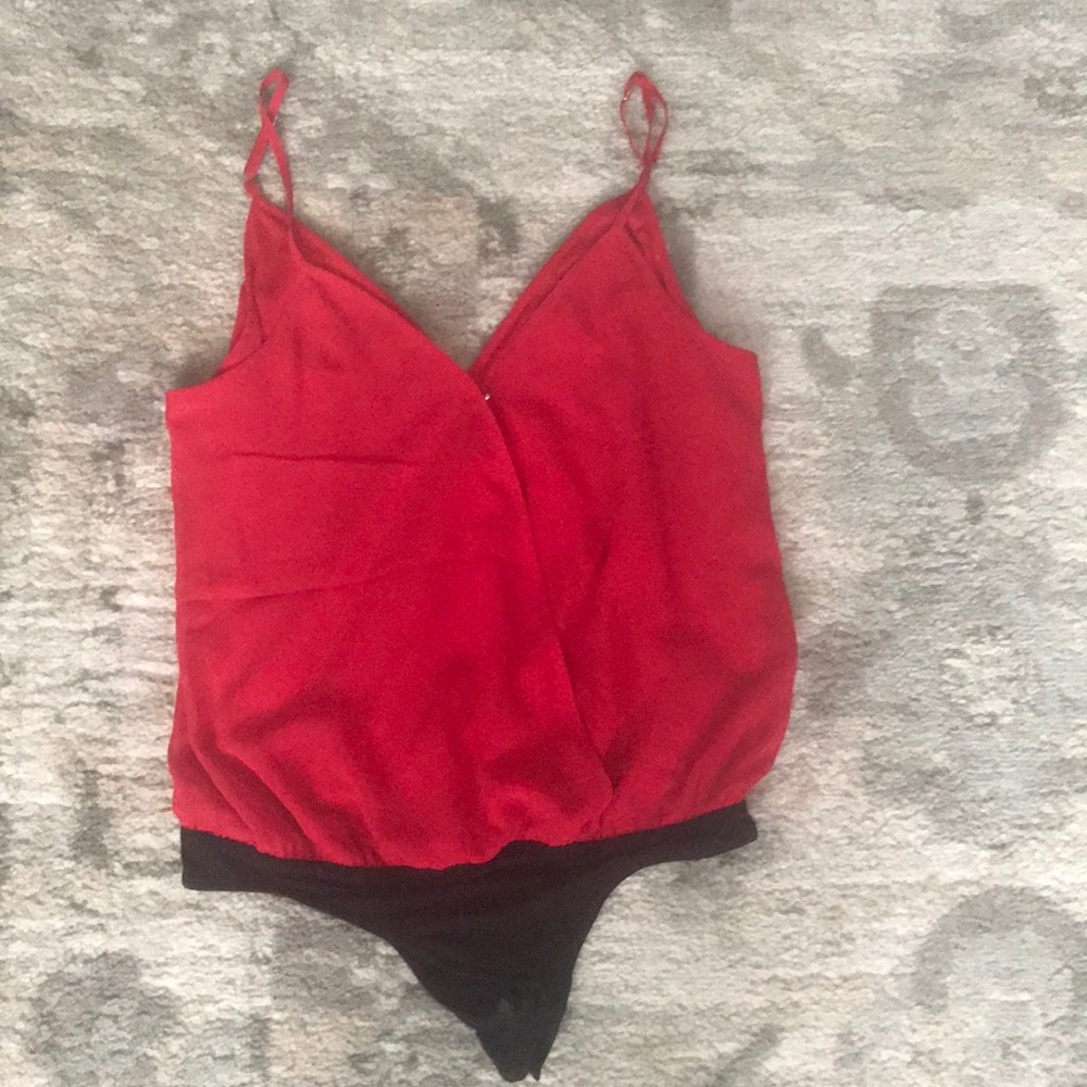 Guess red blouse thong bodysuit. New.